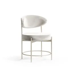 "Sierra Chair by ABV Design de Móveis: 3D model for Blender 3D. White seat and metal frame with elegant gold body and round corners, perfect for architecture projects."