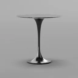 High-quality 3D model of Saarinen-style tulip table with a polished black marble top designed for Blender.