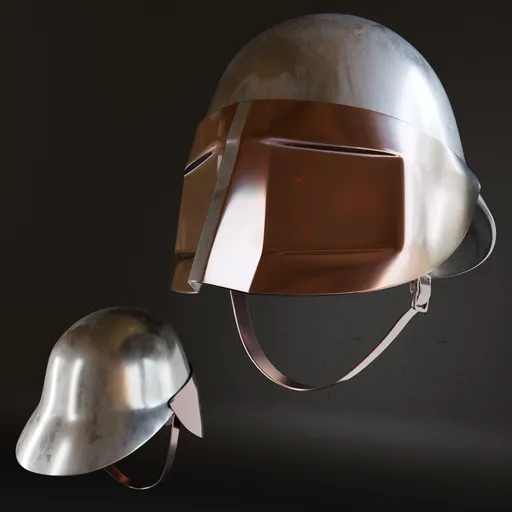 Low poly, high-quality metal military helmet 3D model for war game design, ready for Blender 3D with subdivision modifier.