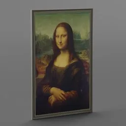 Realistic 3D render of the Mona Lisa for Blender, showcasing intricate textures and lighting.