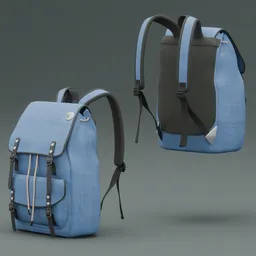 Vintage Backpack Blue Fabric