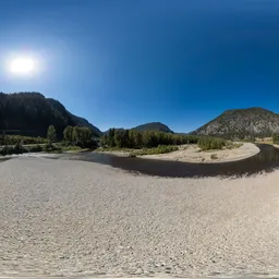 River in Mountain Valley Sunny