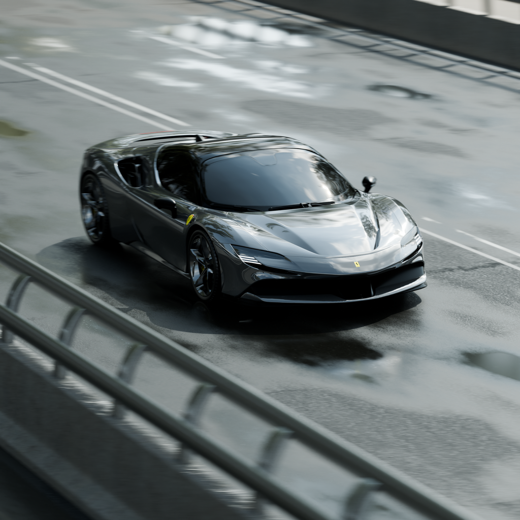 Realistic Ferrari in Highway | FREE Studio scenes | Blendkit