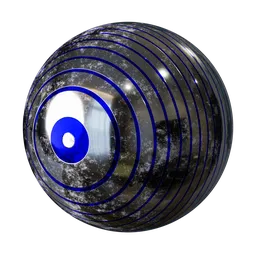 High-resolution PBR metal material with blue accents for texturing in Blender and 3D applications.