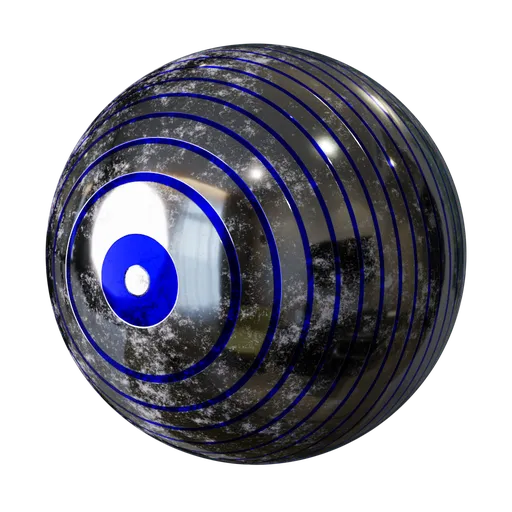 High-resolution PBR metal material with blue accents for texturing in Blender and 3D applications.