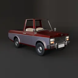 Retro-style 3D pickup truck model with customizable subdivision for Blender rendering.