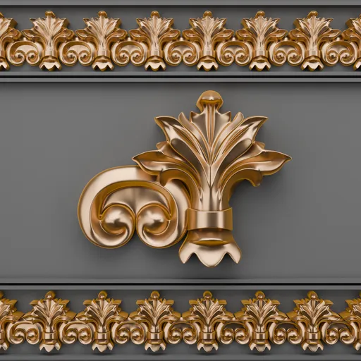 Detailed gold classic ornamental 3D model for Blender, perfect for enhancing design quality and efficiency in scene detailing.