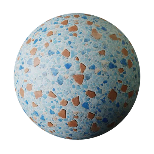 High-resolution PBR multicolored terrazzo tile texture for Blender 3D and other 3D applications.