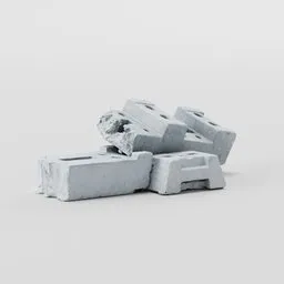 "Construction trash 3D model for Blender 3D - Recycled mass made from photoscan. Includes cement pieces, crumbling masonry, hammers, and more. Perfect for exterior and other scenes in your 3D projects."