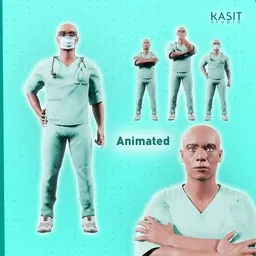 A Nurse Animated Rigged