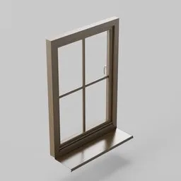 "Lowpoly bay window with wooden trim and side shelf, rendered in Cycles with 20B parameters. A classic design by Évariste Vital Luminais, modeled by An Zhengwen in Blender 3D 2019. Perfect for architectural visualization projects."