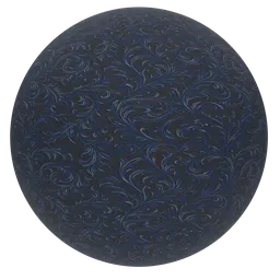 Midnight Blue Floral Scrollwork Fabric
