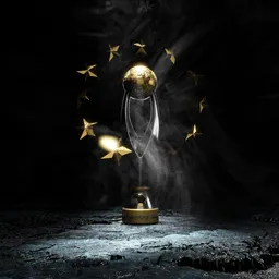 Detailed Blender 3D model featuring a trophy with radiant stars, showcasing African football championship.