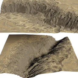 Detailed 3D canyon model with intricate textures, ideal for Blender rendering projects.