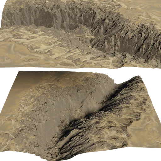 Detailed 3D canyon model with intricate textures, ideal for Blender rendering projects.