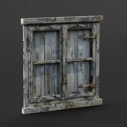 Detailed 3D render of an antique wooden window model for Blender graphics and animations.