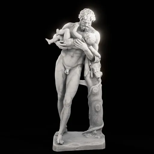 statue of Silenus and baby dionysus