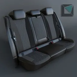 Detailed 3D model of a car seat for Blender, showcasing seatbelts and texture realism.
