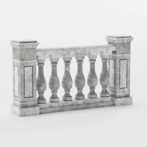Detailed 3D model of a classic stone baluster for architectural visualizations, compatible with Blender.