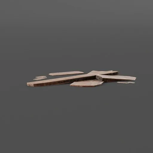 Detailed Blender 3D model of scattered wooden planks for carpentry-themed digital art.