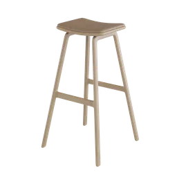 High-quality 3D-rendered bar stool with a sleek wood finish and comfortable brown seat for Blender modeling.