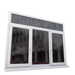 Detailed 3D model render of a triple-pane PVC window, compatible with Blender for architectural design.