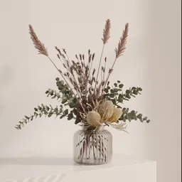 Dried Botanical Glass Vase Arrangement