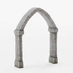 Low-poly Blender 3D model of a gothic stone arch doorway, texture mapped for medieval scene rendering.