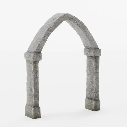 Low-poly Blender 3D model of a gothic stone arch doorway, texture mapped for medieval scene rendering.