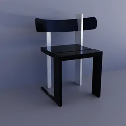 Modern 3D-rendered black and white chair with minimalist design, suitable for Blender 3D projects.