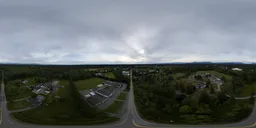 360-degree HDR panorama for realistic lighting, featuring a diffuse sky and rural setting.