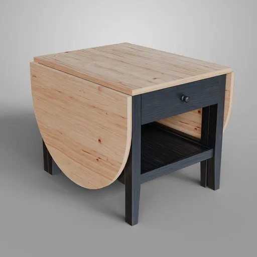 High-quality 3D model of an adjustable wooden coffee table with one drawer, rendered in Blender.