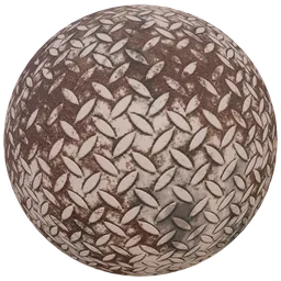 Rusty copper treadplate texture with realistic aging and wear for 3D modeling and rendering in PBR-compatible applications.