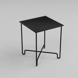 Minimalist 3D-rendered black steel tea table design for Blender users, ideal for modern interior visualizations.