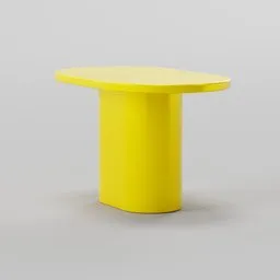 Bright yellow modern pill-shaped 3D model table optimal for Blender rendering in contemporary spaces.