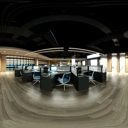 Wood Floor with Dark Ceiling Office