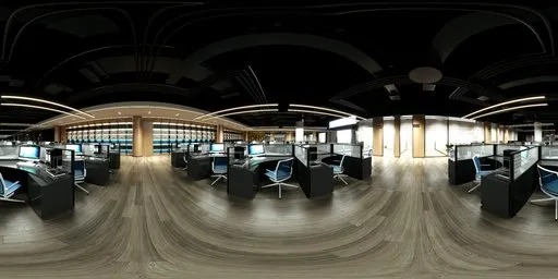 Wood Floor with Dark Ceiling Office