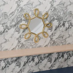 Elegant 3D-rendered golden mirror with twist design, ideal for interior rendering in Blender.