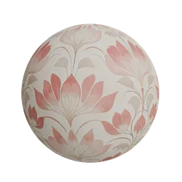 Pink and beige floral wallpaper