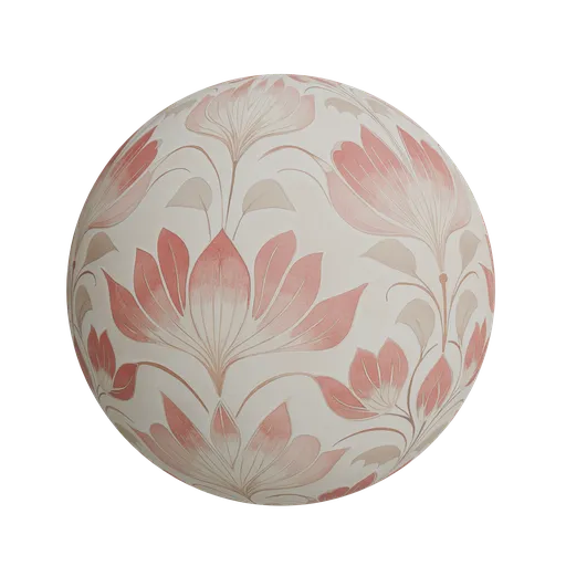 Pink and beige floral wallpaper