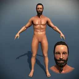 Realistic Bearded Male Base MeshRigged