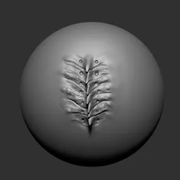 Detailed spiky spine brush effect for sculpting alien creatures in Blender 3D.