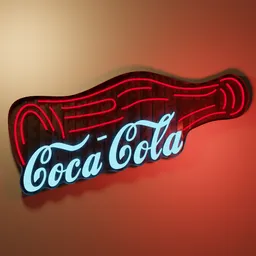 "Scifi grunge neon Coca Cola sign 3D model for Blender 3D. Detailed face with retro coloring and trademarks. Dynamic shading and UV make this perfect for your cityspace scene."