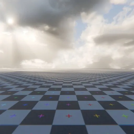 Checkered floor with customizable cloud shader, ideal for 3D modeling and rendering, suitable for Blender.