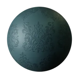 Victorian style PBR wallpaper texture for 3D modeling in Blender, featuring ornate patterns and seamless tiling.