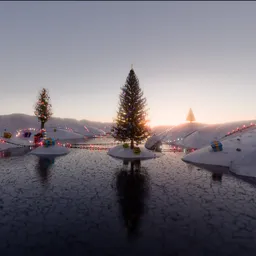 Festive Frozen Lake Christmas Scene