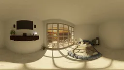 Warm Sunset Bedroom Panorama