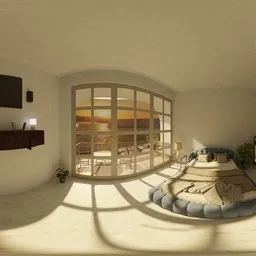 Warm Sunset Bedroom Panorama