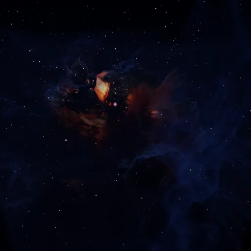 Volumetric Dark Blue Nebula Deep Space