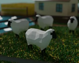 Detailed 3D model of a stylized, low poly sheep suitable for Blender animation and games.